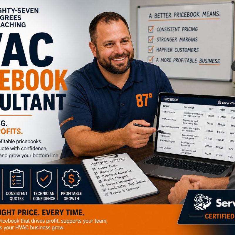 HVAC Pricebook Consultant Pricing & ServiceTitan Optimization Eighty-Seven Degrees Coaching
