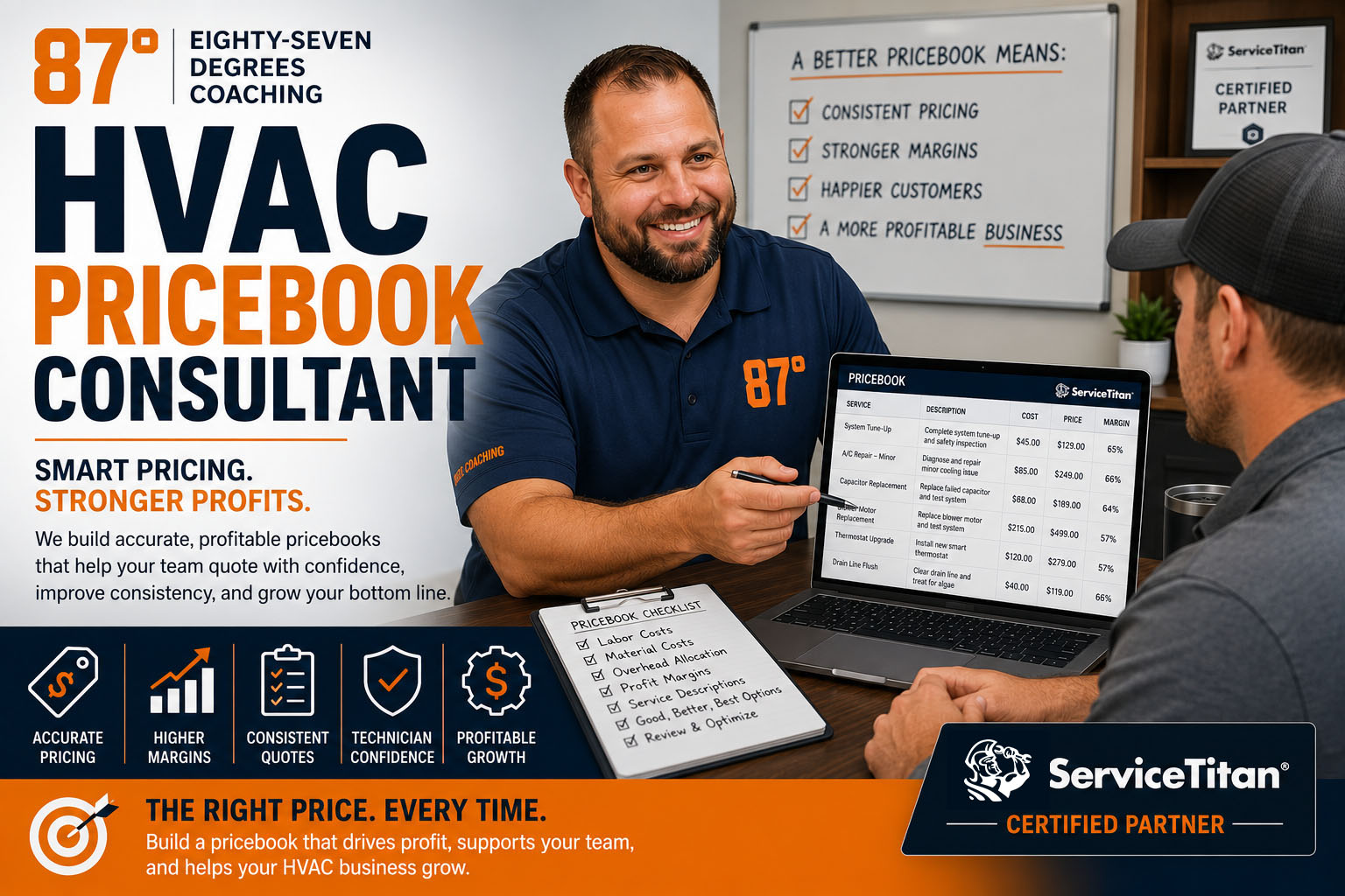 HVAC Pricebook Consultant Pricing & ServiceTitan Optimization Eighty-Seven Degrees Coaching